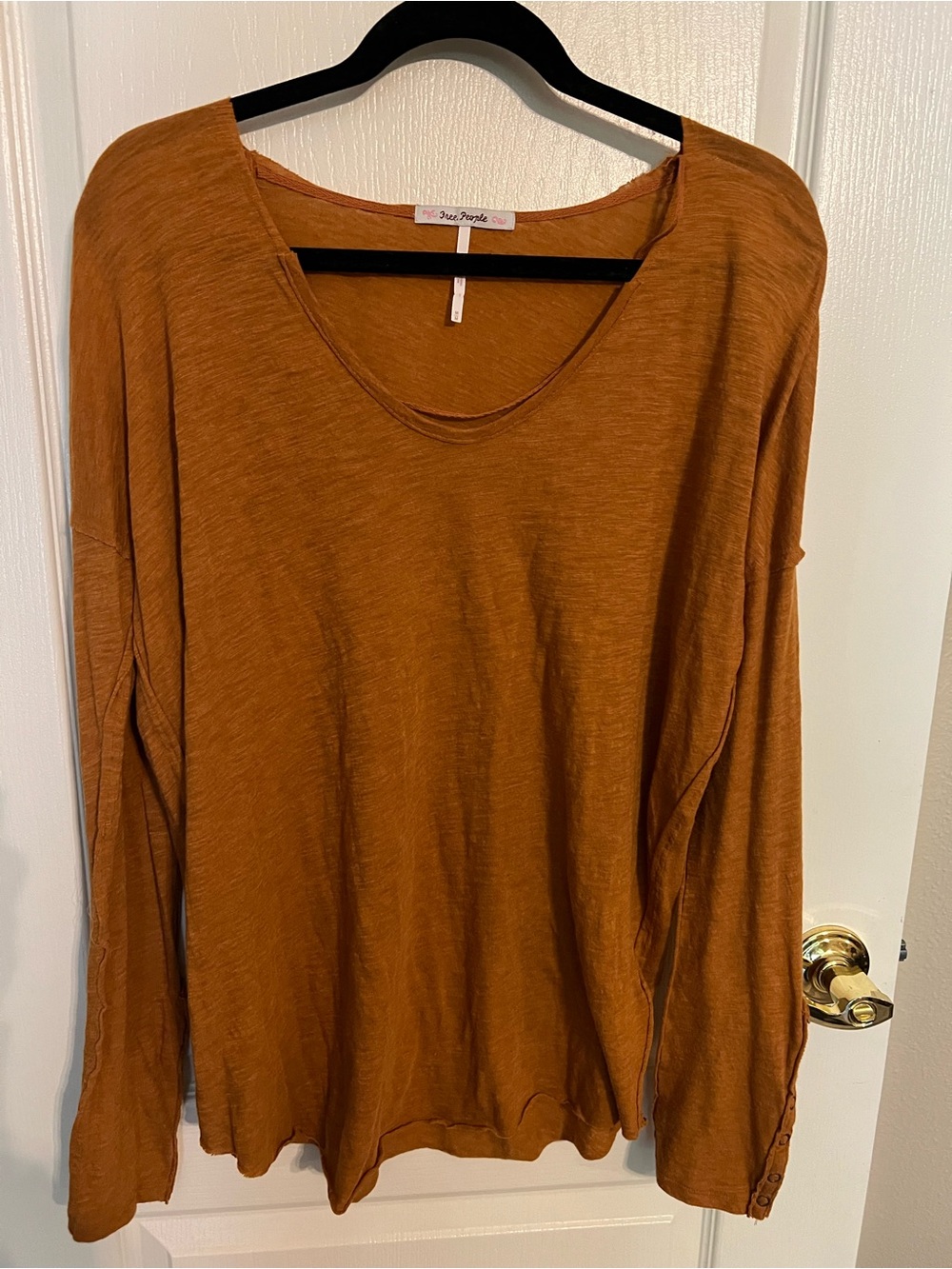 Free People Sienna Long Sleeve Tee In Rust NWOT Size M